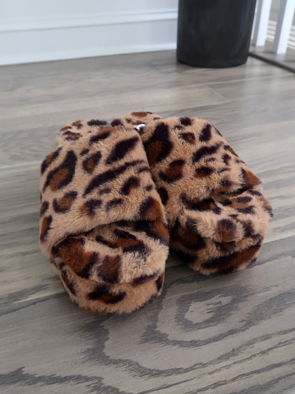 Steve Madden Leopard Faux Fur Platform Slides Brown Black Size 7.5